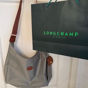 Longchamp Gray and Brown Shoulder Bag